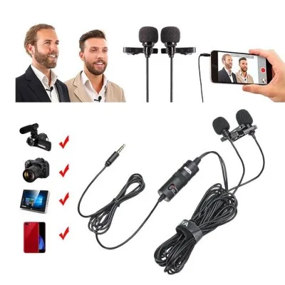 Boya Dual Mic Lavalier Microphone for Smartphones and DSLR - Black